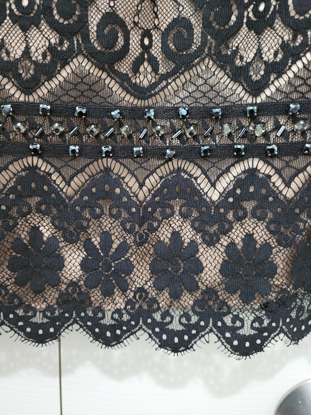 Laundry By Shelli Segal Black Lace Overlay Dress with Nude Underlay - Picture 8 of 14